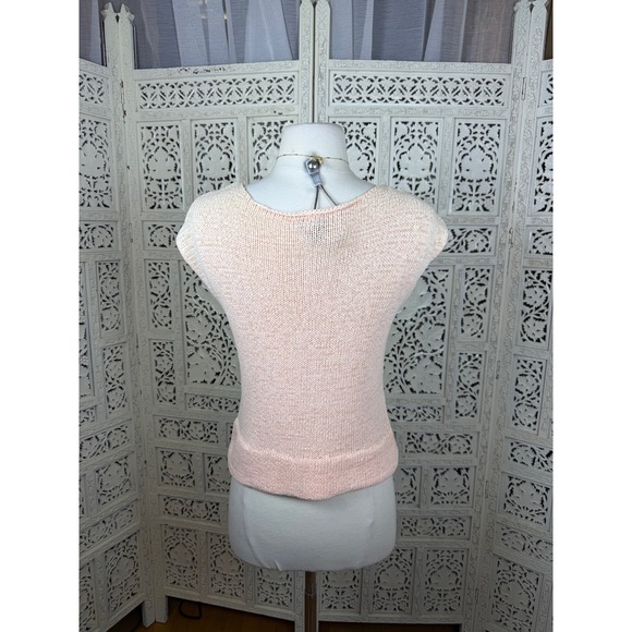 Eileen Fisher Light Peach Open Knit Sleeveless Top XS Capsule Coastal Layered - Picture 5 of 7